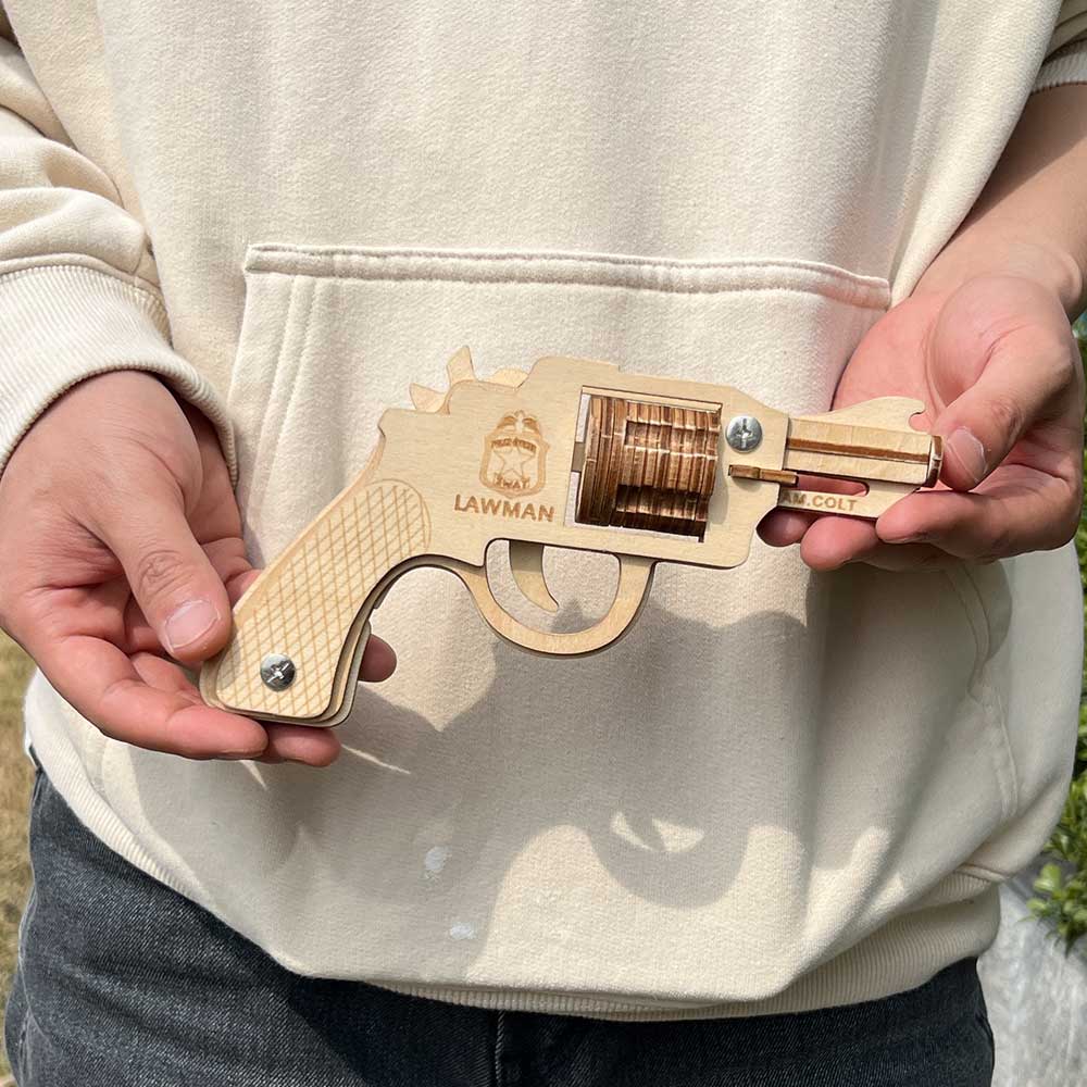 Assembled Colt Law Enforcement Officer Wooden Rubber Band Gun Model Kit