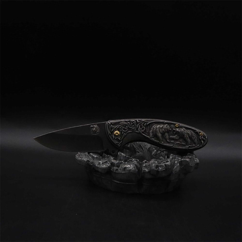 Brown Bear 3D Relief Folding Knife