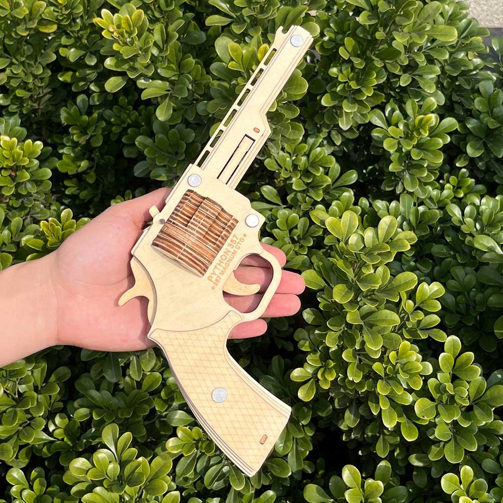 Assembled Revolver Wooden Rubber Band Gun Model Kit
