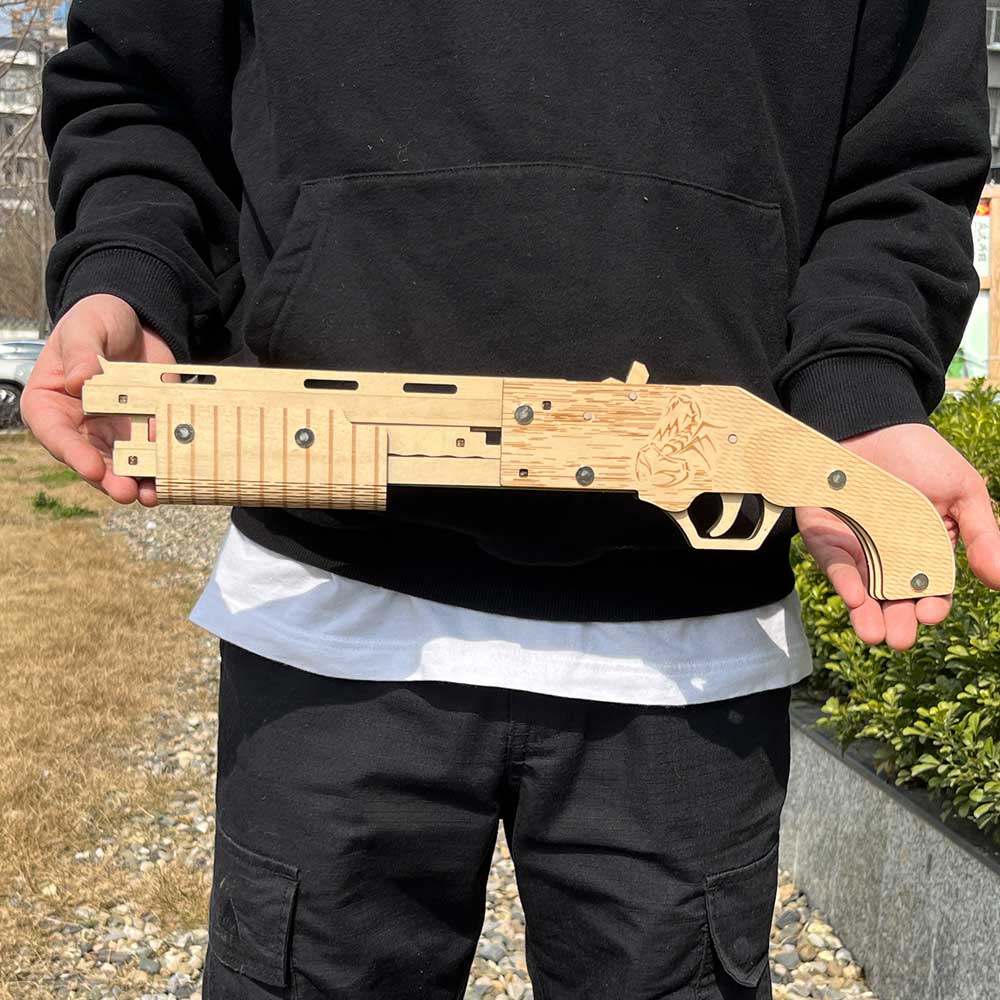 Wooden Mossberg Shotgun Rubber Band Gun Model Kit