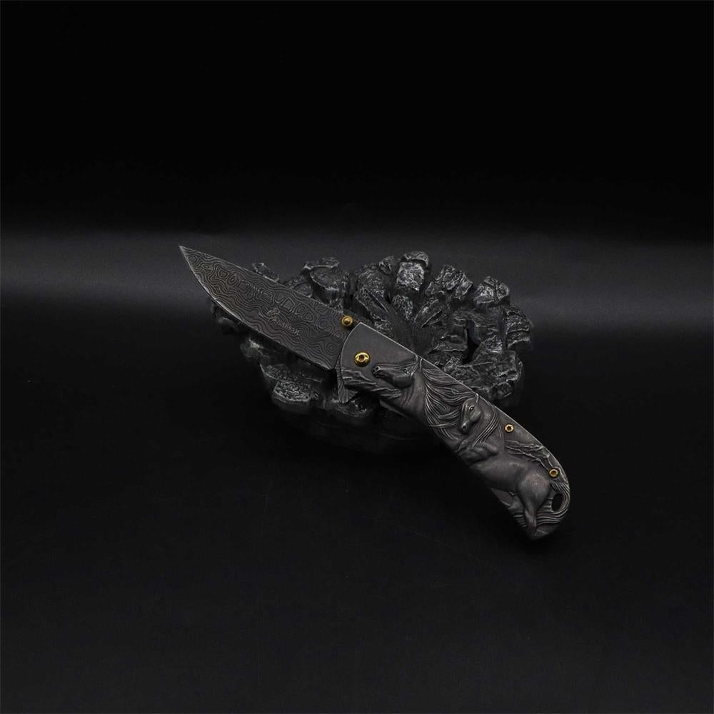 3D Horse Sculpture Folding Knife