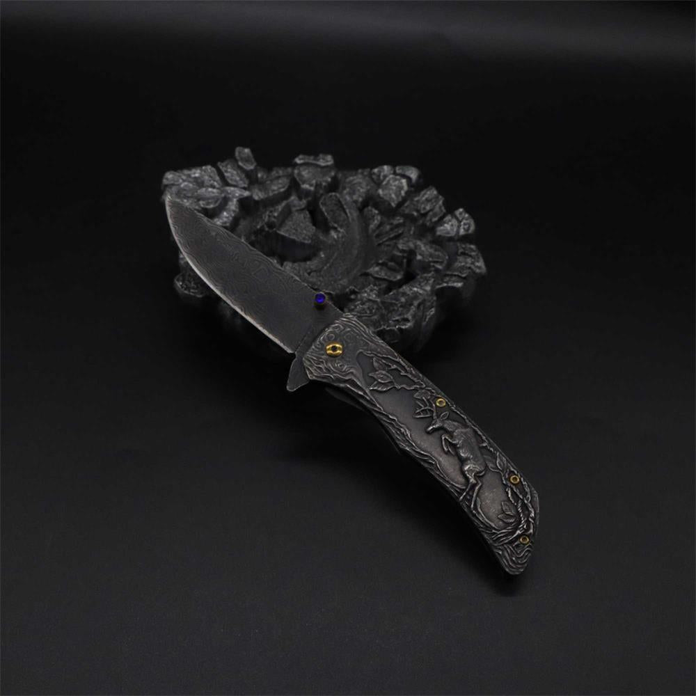 3D Sculpture Reindeer Folding Knife