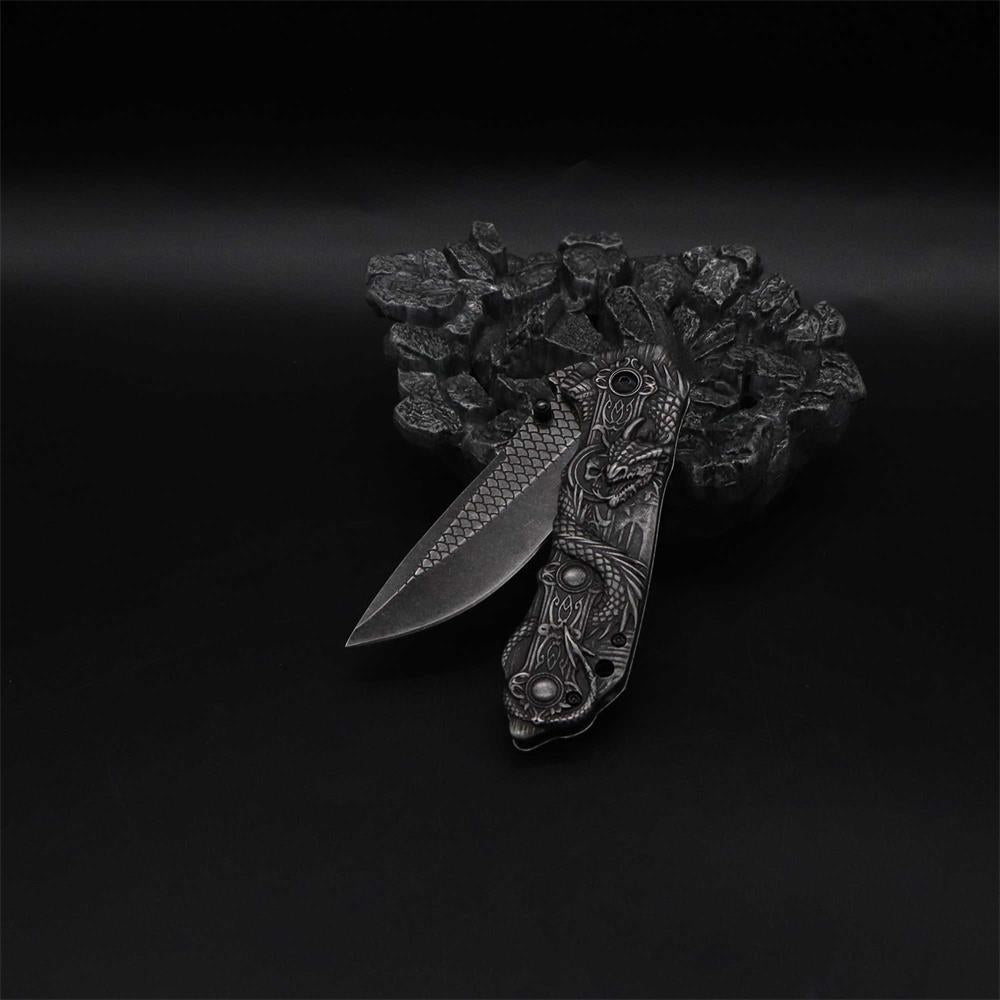 Evil Dragon Sculpture Knife Folding Knife
