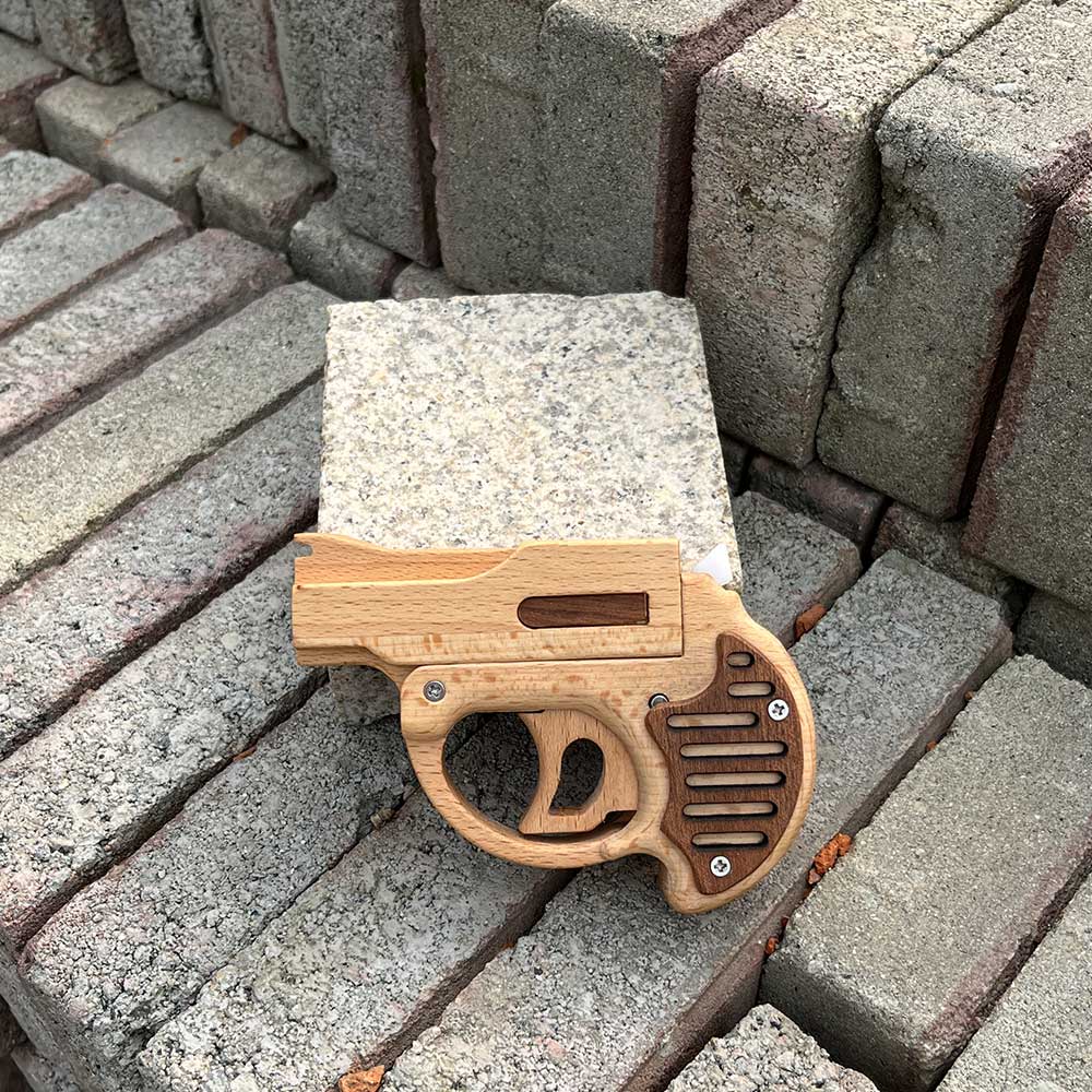 Mini Revolver Assembled Solid Wood Rubber Band Gun