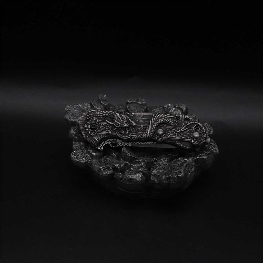 Evil Dragon Sculpture Knife Folding Knife