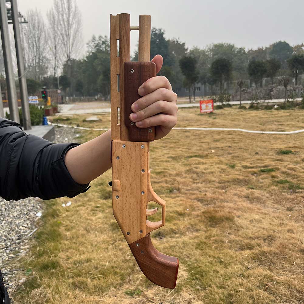 Assembled M37 Shotgun Rubber Band Wooden Replica Gun