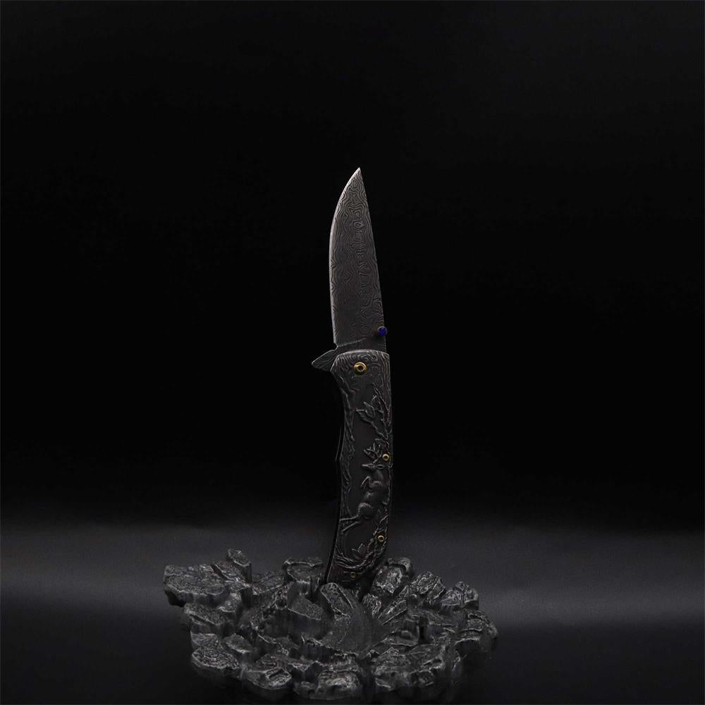 3D Sculpture Reindeer Folding Knife