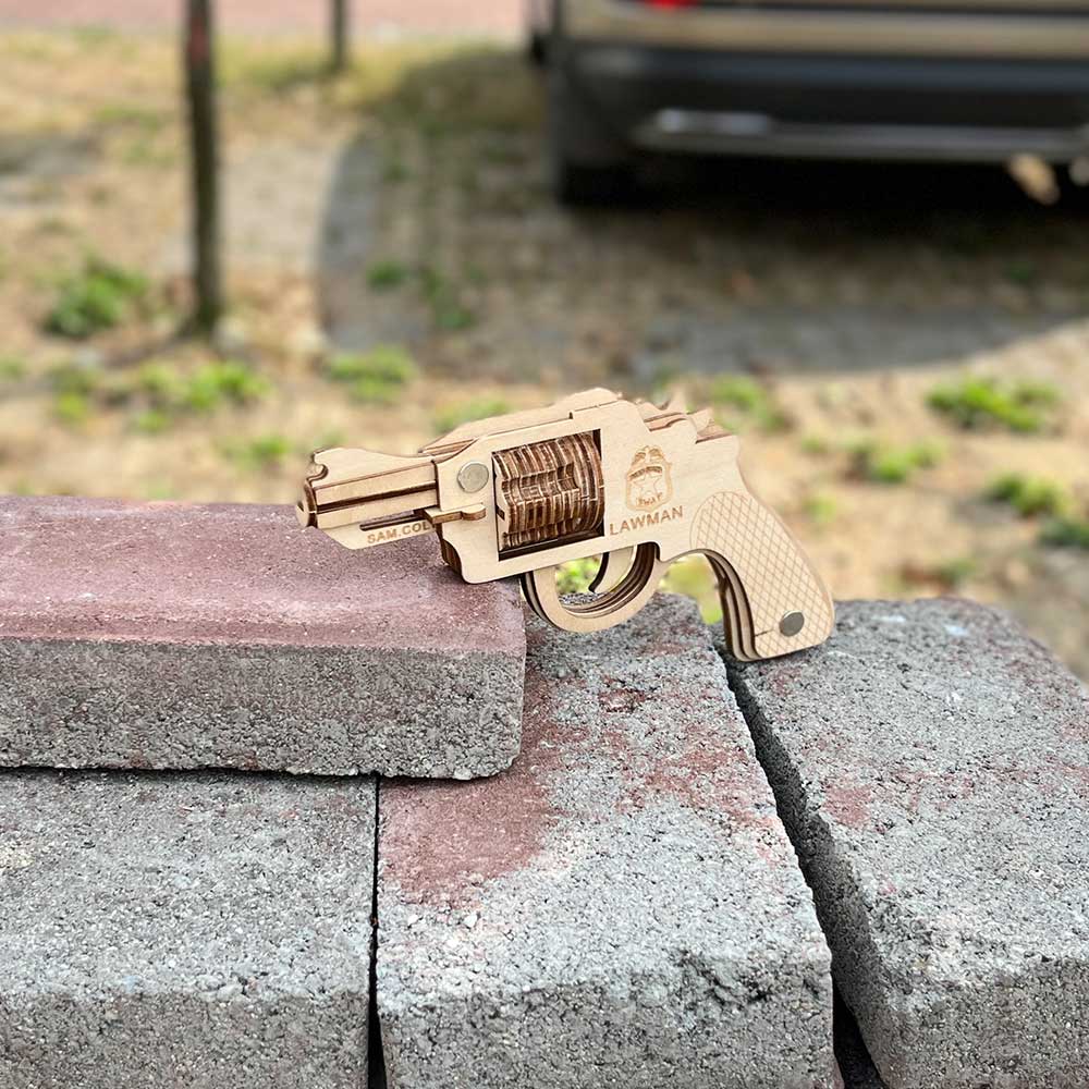 Assembled Colt Law Enforcement Officer Wooden Rubber Band Gun Model Kit
