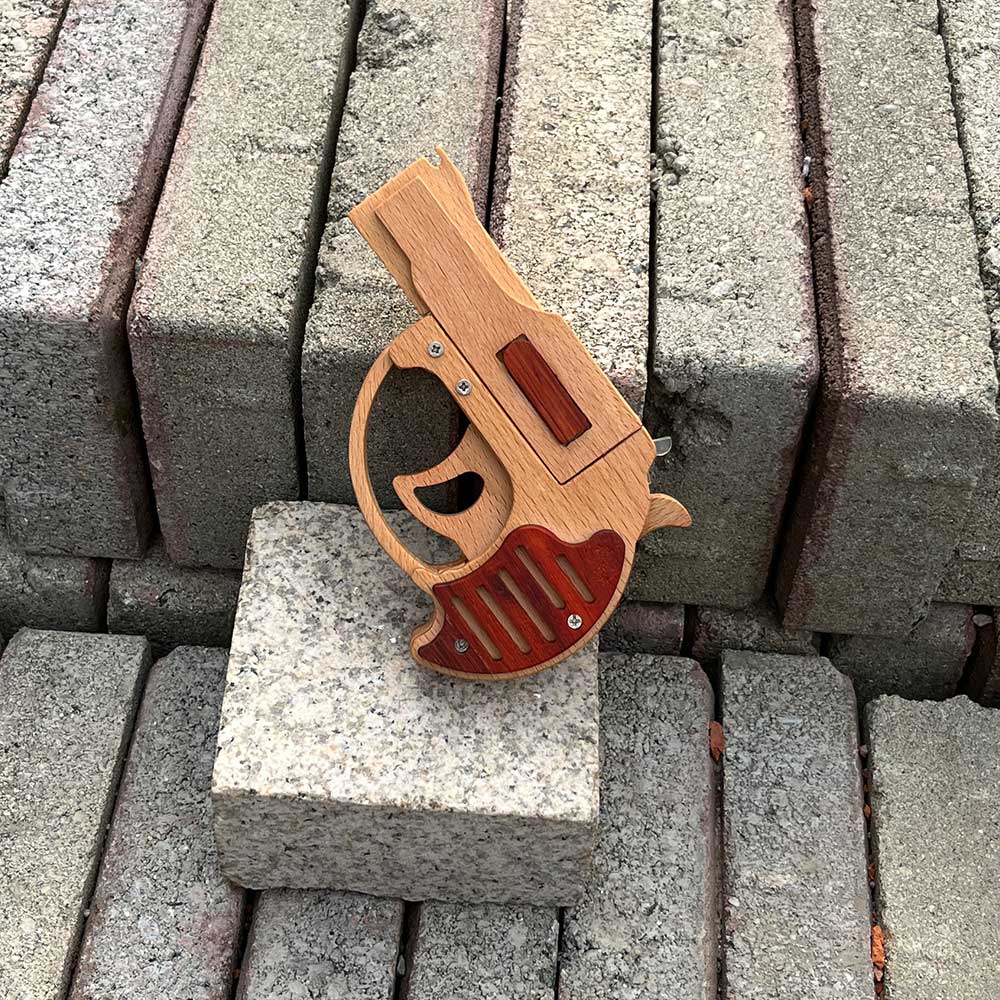 Solid Wood Mini Revolver Rubber Band Gun