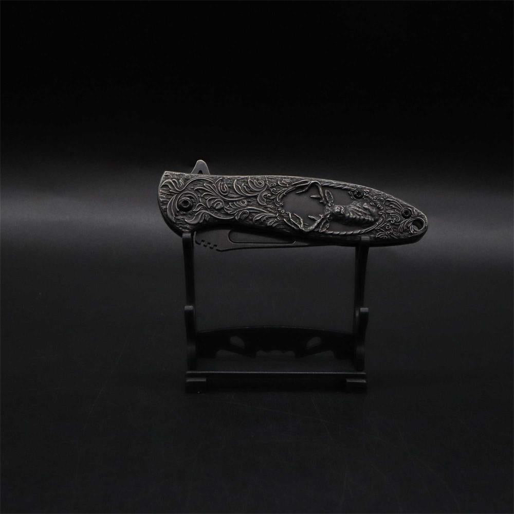 Fantastic Reindeer in the Mirror Folding Knife