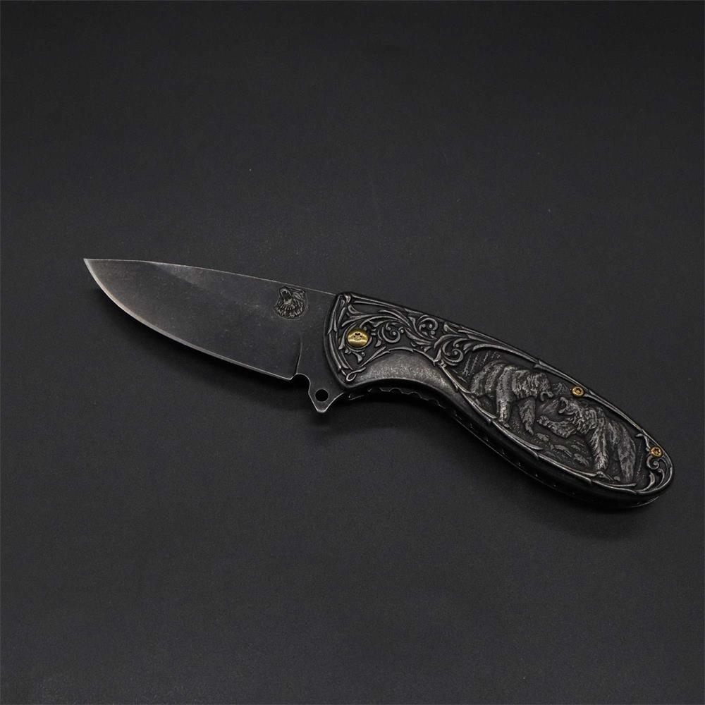 Brown Bear 3D Relief Folding Knife
