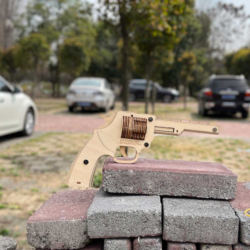 Assembled Revolver Wooden Rubber Band Gun Model Kit