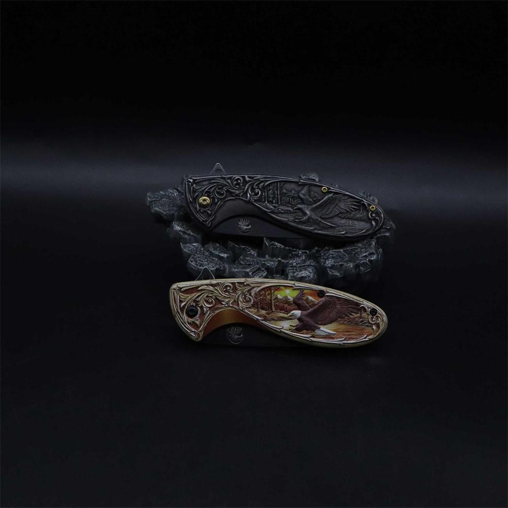 3D Sculpture Eagle Relief Folding Knife