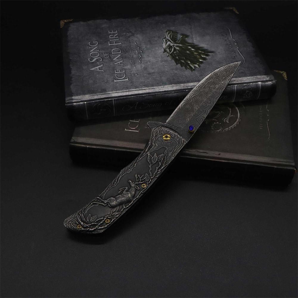 3D Sculpture Reindeer Folding Knife