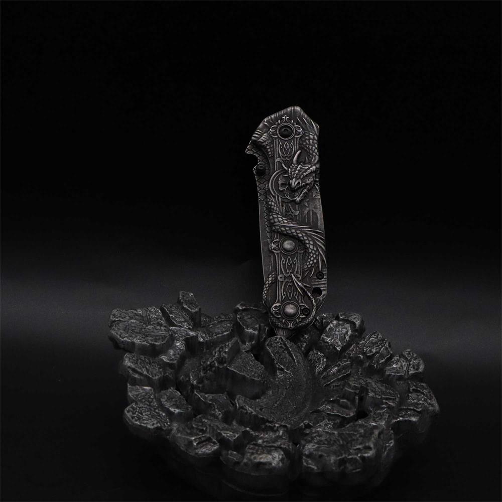 Evil Dragon Sculpture Knife Folding Knife