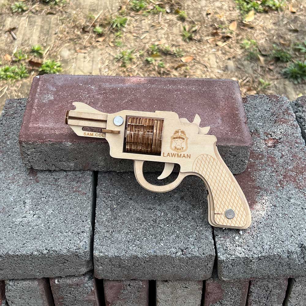Assembled Colt Law Enforcement Officer Wooden Rubber Band Gun Model Kit