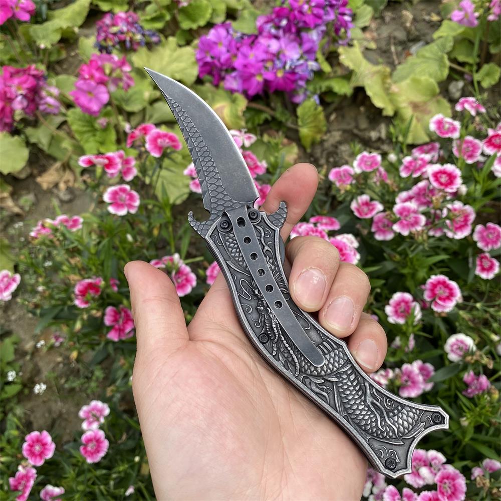Chinese Dragon Totem Folding Knife