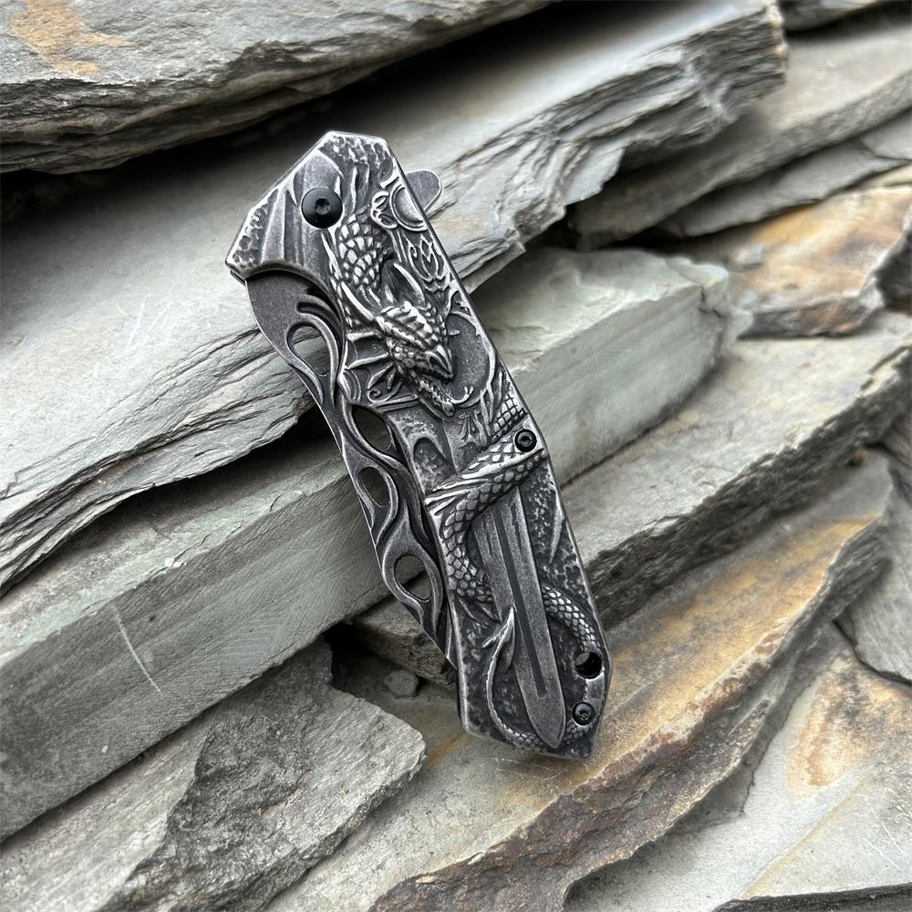 Cool Dragon With Sword Folding Knife