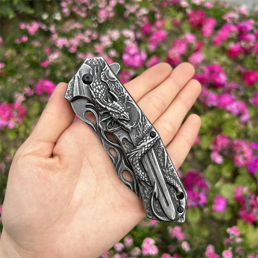 Cool Dragon With Sword Folding Knife