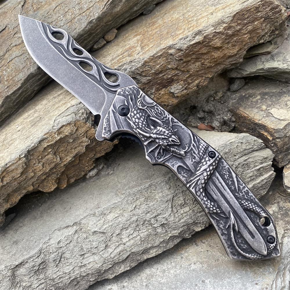 Cool Dragon With Sword Folding Knife