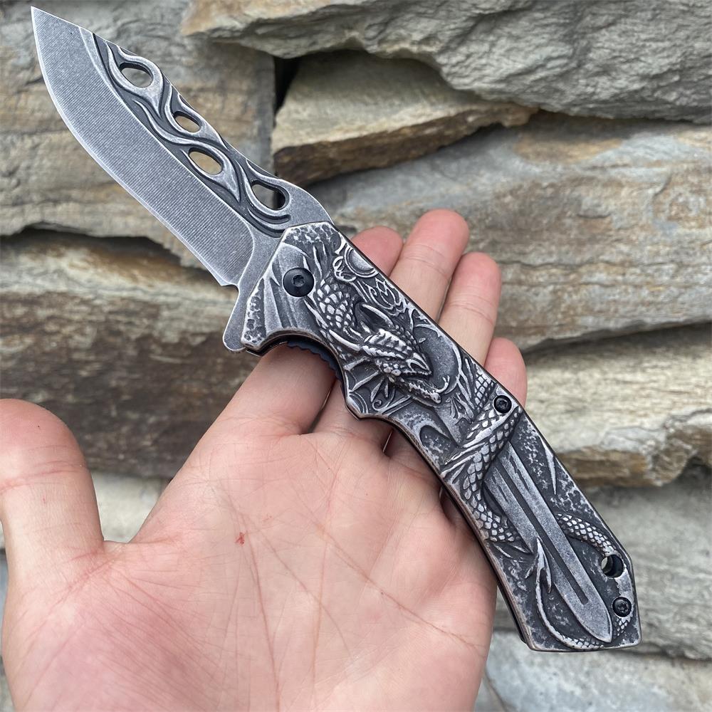 Cool Dragon With Sword Folding Knife