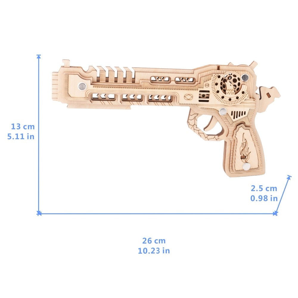 3D Wooden Puzzle Woodcraft Assembly Kit Hunting wolf Eagle Train Dragon Rubber Band Gun For Boy Christmas Gift