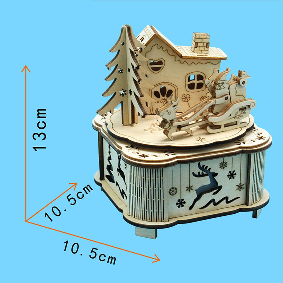 DIY Creative Wooden Puzzle Model Kit Assembly Music Box With LED Light