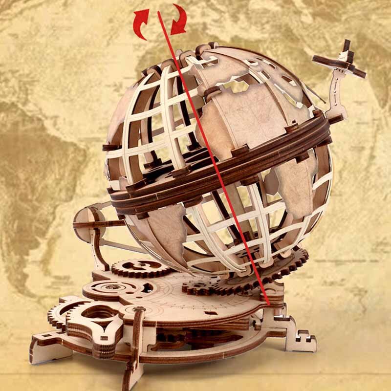 3D Globe Wooden Kit Earth Diy Model Kit Puzzle Toy For Kid