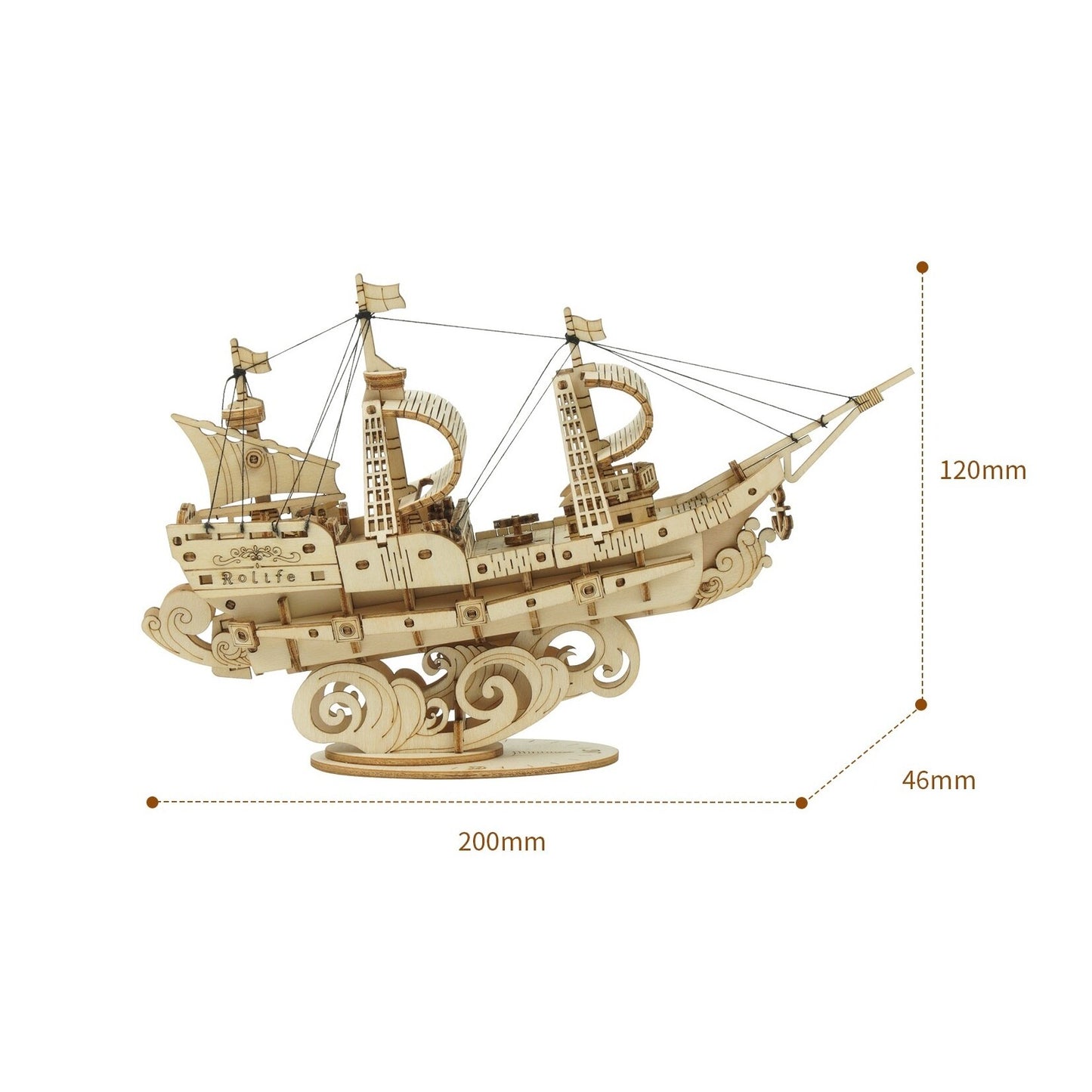 Diy 3D Wood Vintage Sailing Ship Assembly Boat Toy Present