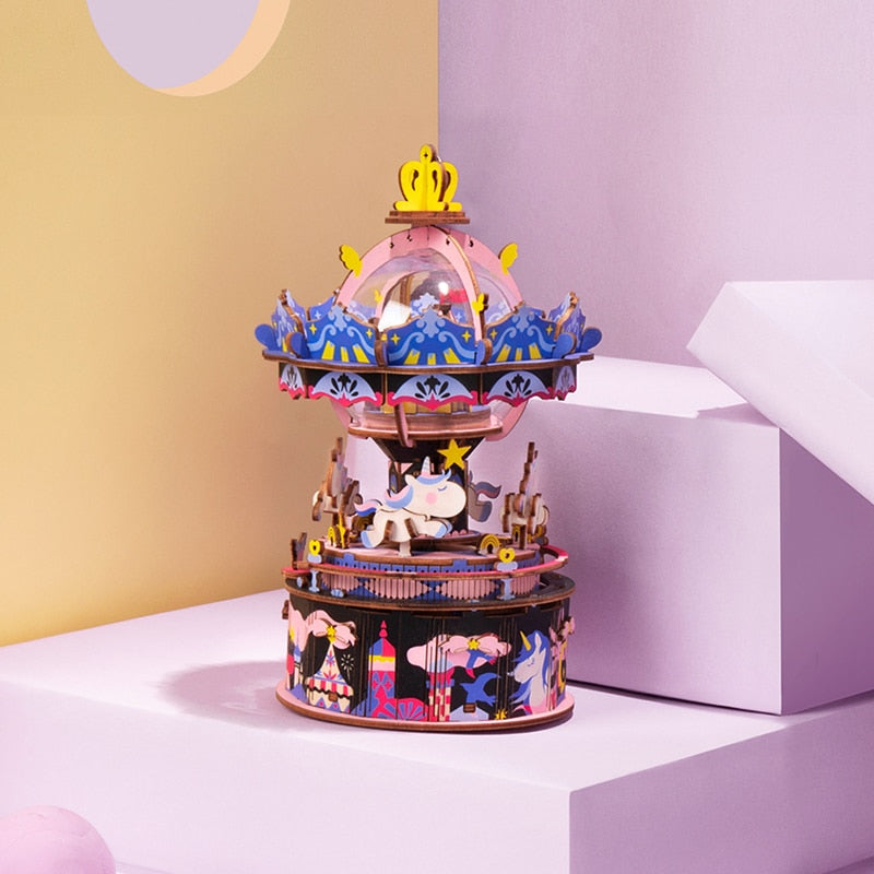 DIY 3D Puzzle Mobile Music Box Toy for Adult Children