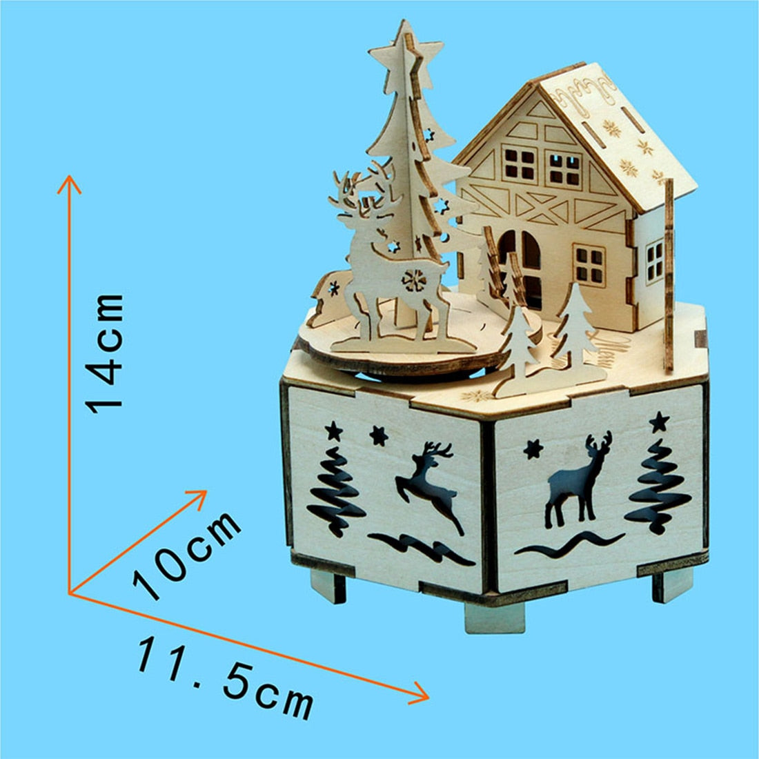 DIY Creative Wooden Puzzle Model Kit Assembly Music Box With LED Light