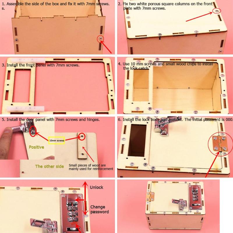 DIY Safe Deposit Box Password Box Wooden Kit