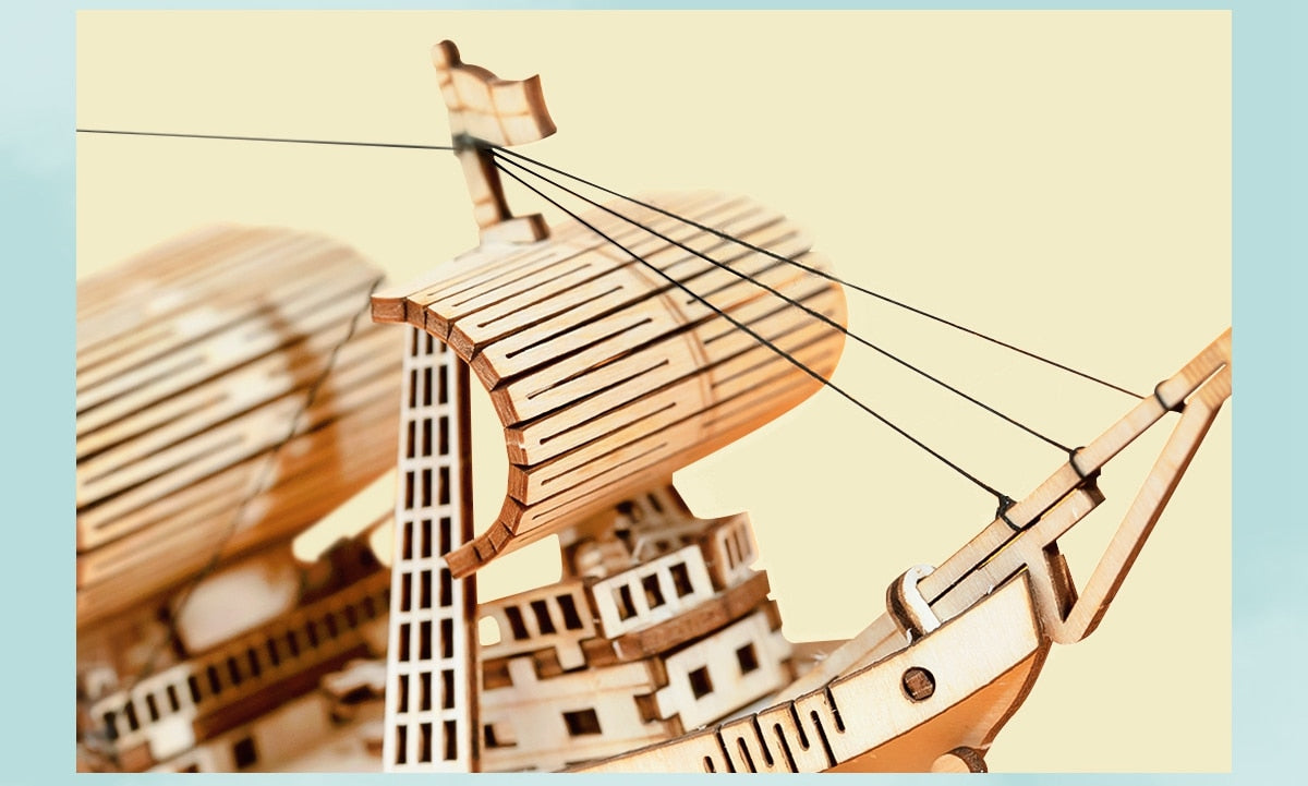Diy 3D Wood Vintage Sailing Ship Assembly Boat Toy Present