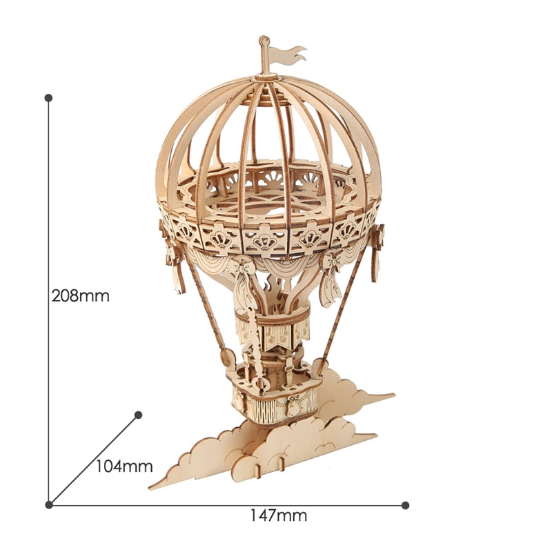 Diy 3d Gramophone Box Wooden Pumpkin Puzzle Cart Game Popular Assembly Toy Present