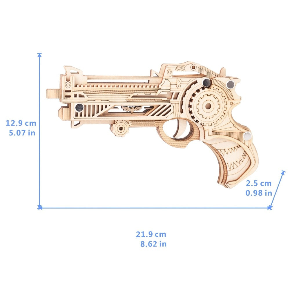 3D Wooden Puzzle Woodcraft Assembly Kit Hunting wolf Eagle Train Dragon Rubber Band Gun For Boy Christmas Gift