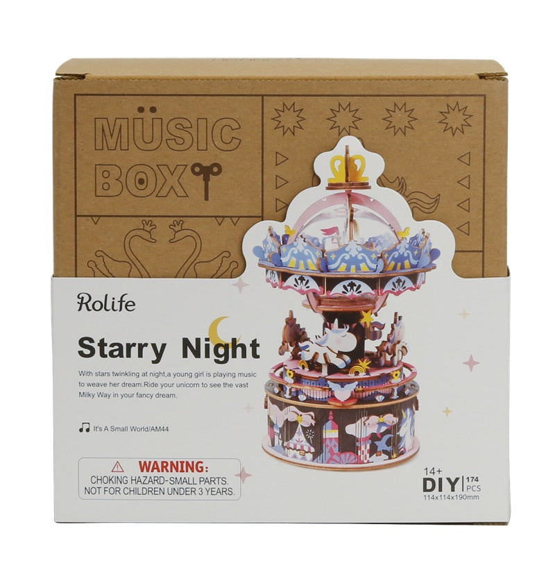 DIY 3D Puzzle Mobile Music Box Toy for Adult Children
