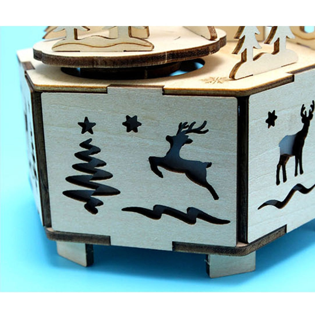 DIY Creative Wooden Puzzle Model Kit Assembly Music Box With LED Light