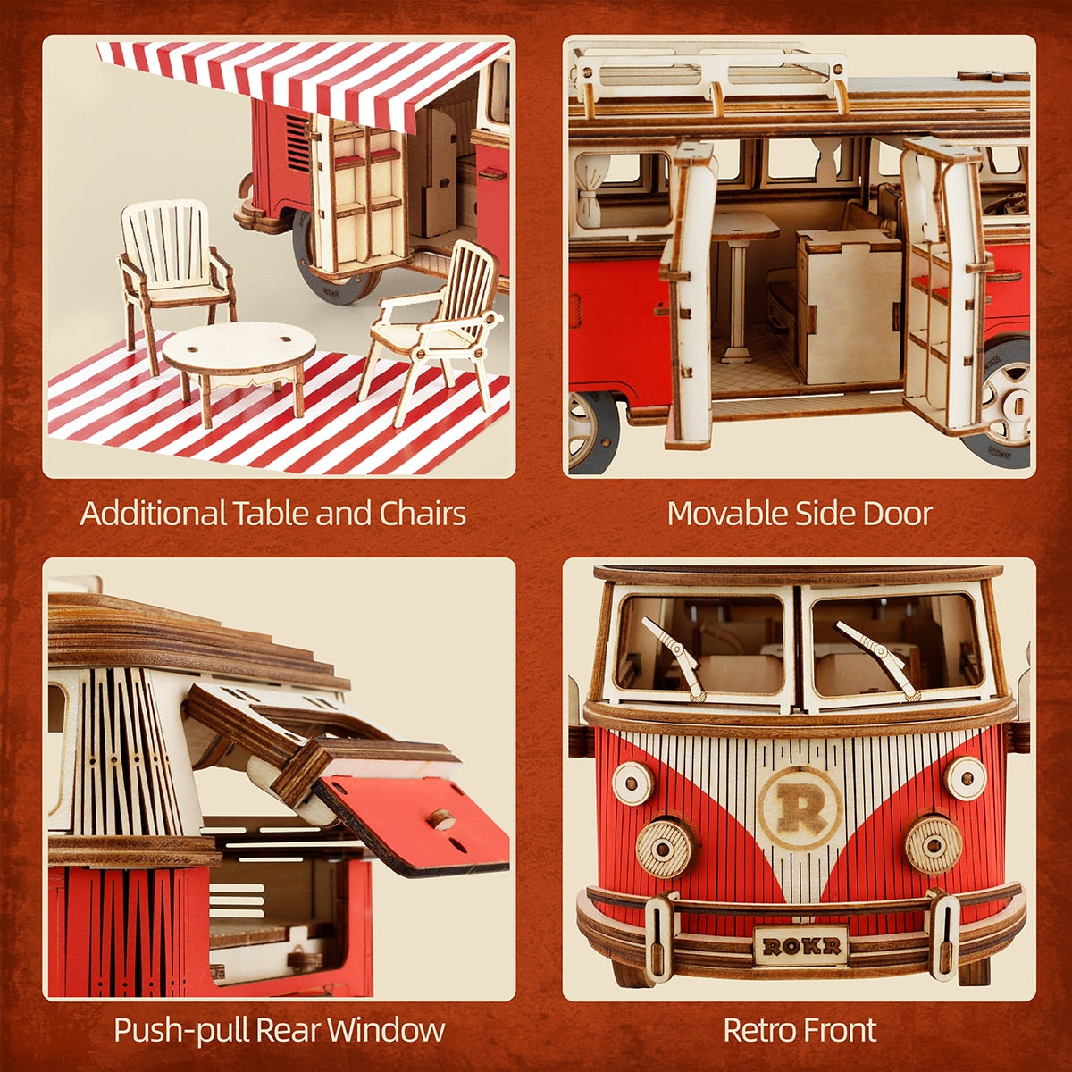 3D Camper Van Wooden Model Building Kits