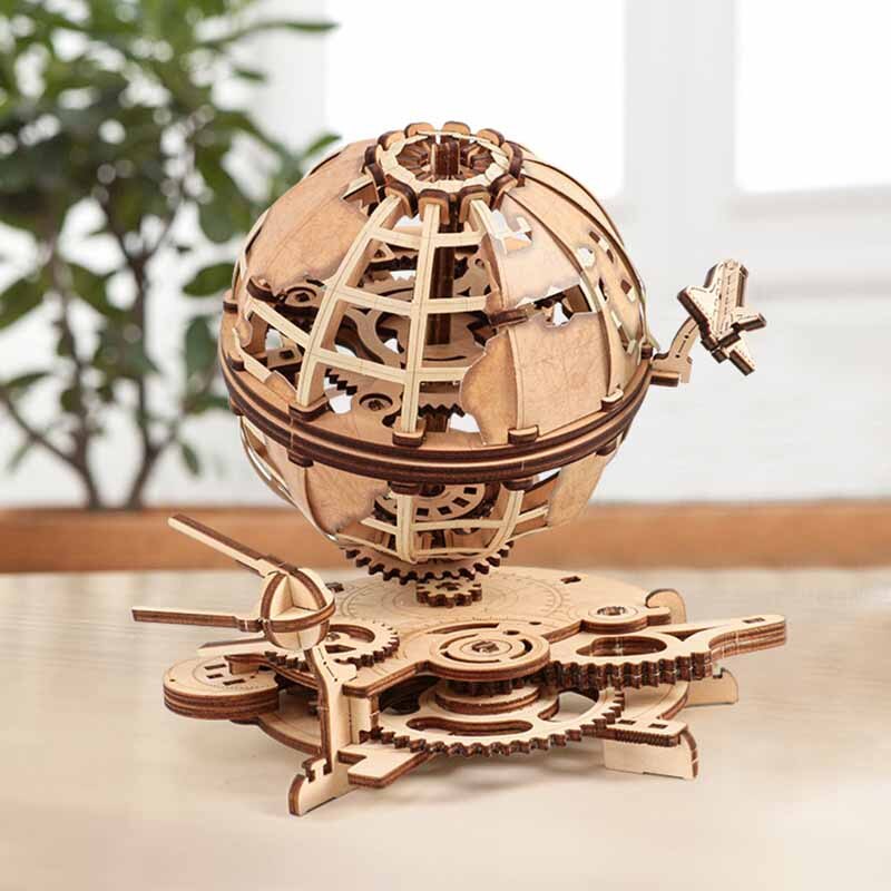 3D Globe Wooden Kit Earth Diy Model Kit Puzzle Toy For Kid