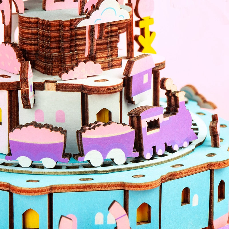 DIY 3D Puzzle Mobile Music Box Toy for Adult Children