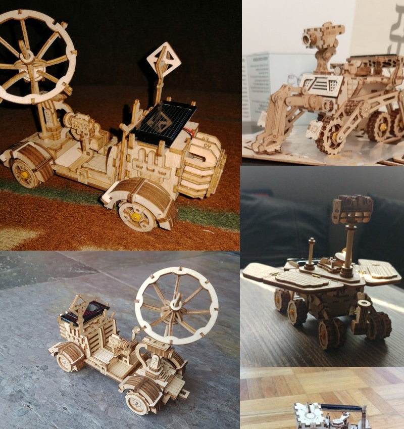4 Kind 3D Wooden Space Hunting Solar Energy Car Model