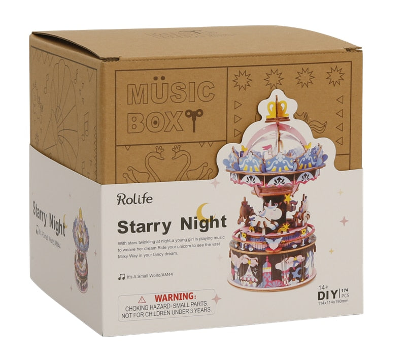 DIY 3D Puzzle Mobile Music Box Toy for Adult Children