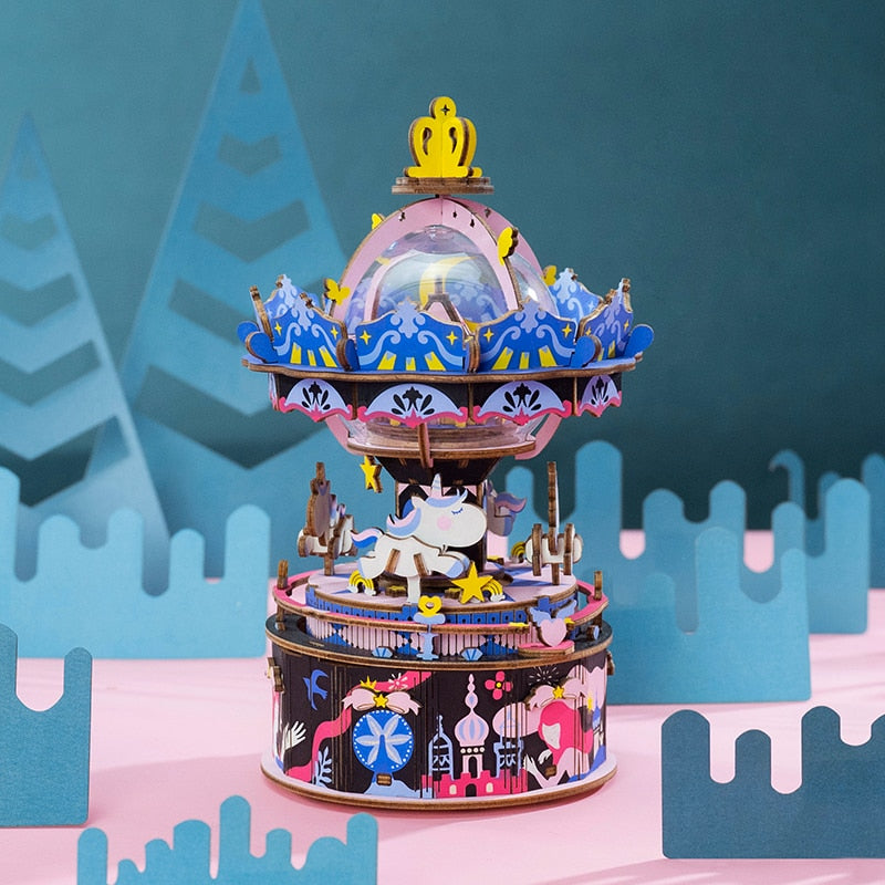 DIY 3D Puzzle Mobile Music Box Toy for Adult Children