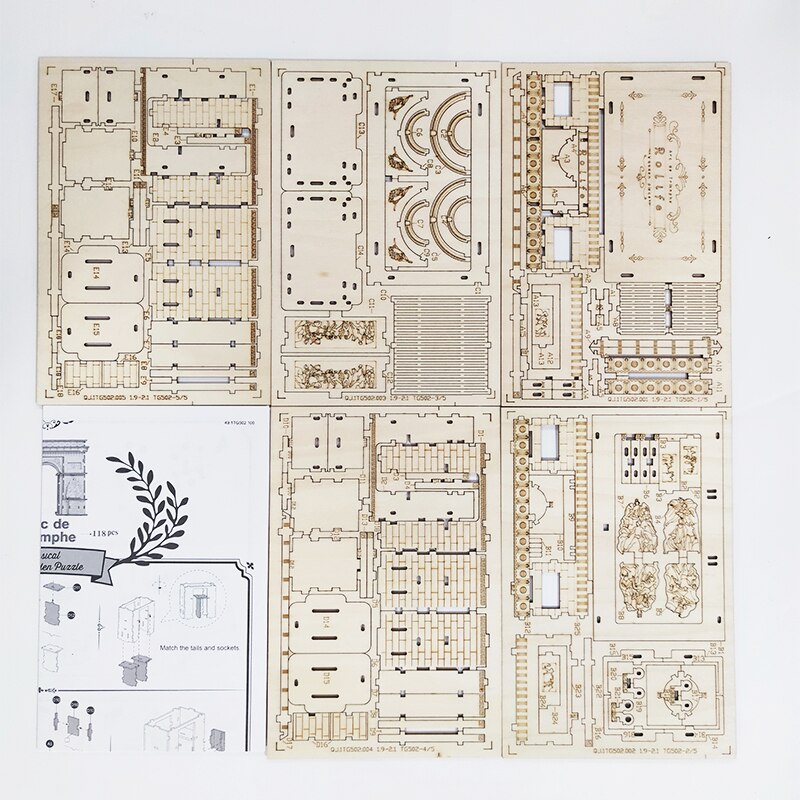 Diy 3d Arc of The Triumph Wooden Puzzle Popular Toy Present
