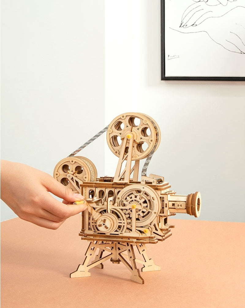 3D Hand Crank Film Projector Wooden Model Building Kits