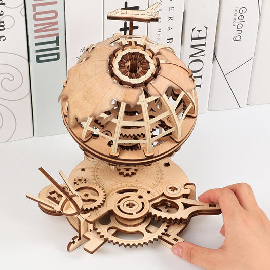 3D Globe Wooden Kit Earth Diy Model Kit Puzzle Toy For Kid