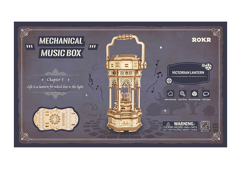 3D Wooden Lantern Game Assembly Toy Music Box