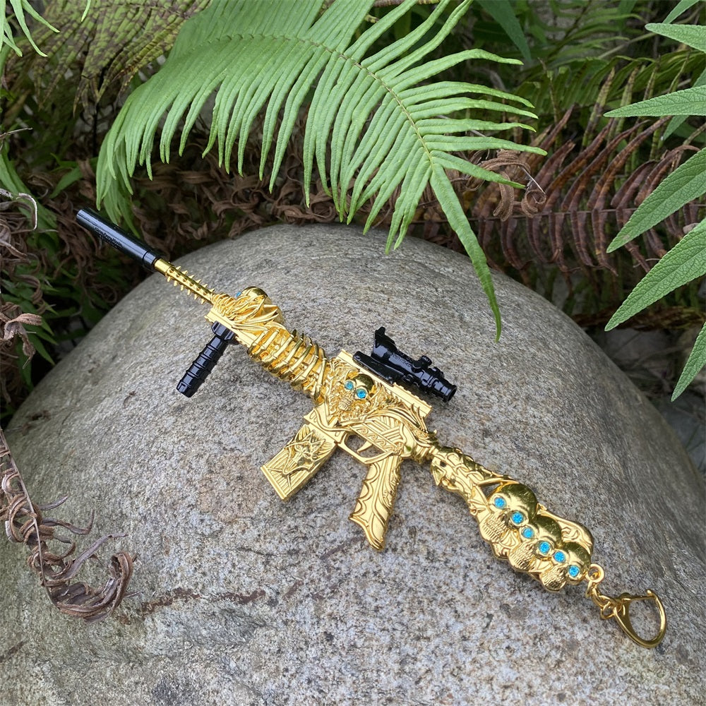 HK416 Golden Skull Miniature Metal Gun 20CM/7.9"
