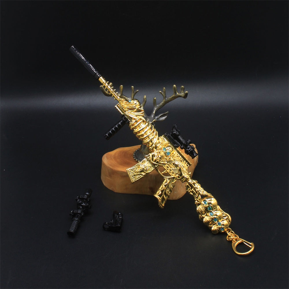 HK416 Golden Skull Miniature Metal Gun 20CM/7.9"