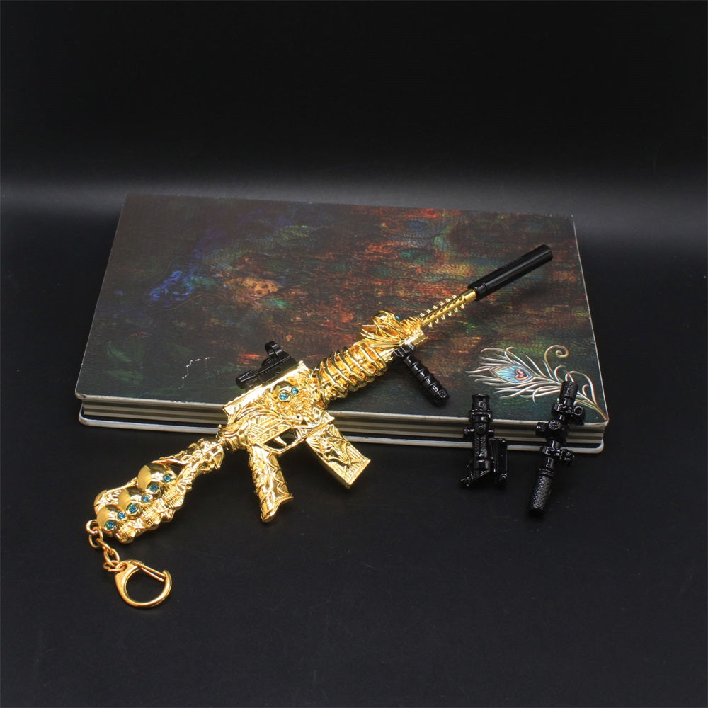 HK416 Golden Skull Miniature Metal Gun 20CM/7.9"